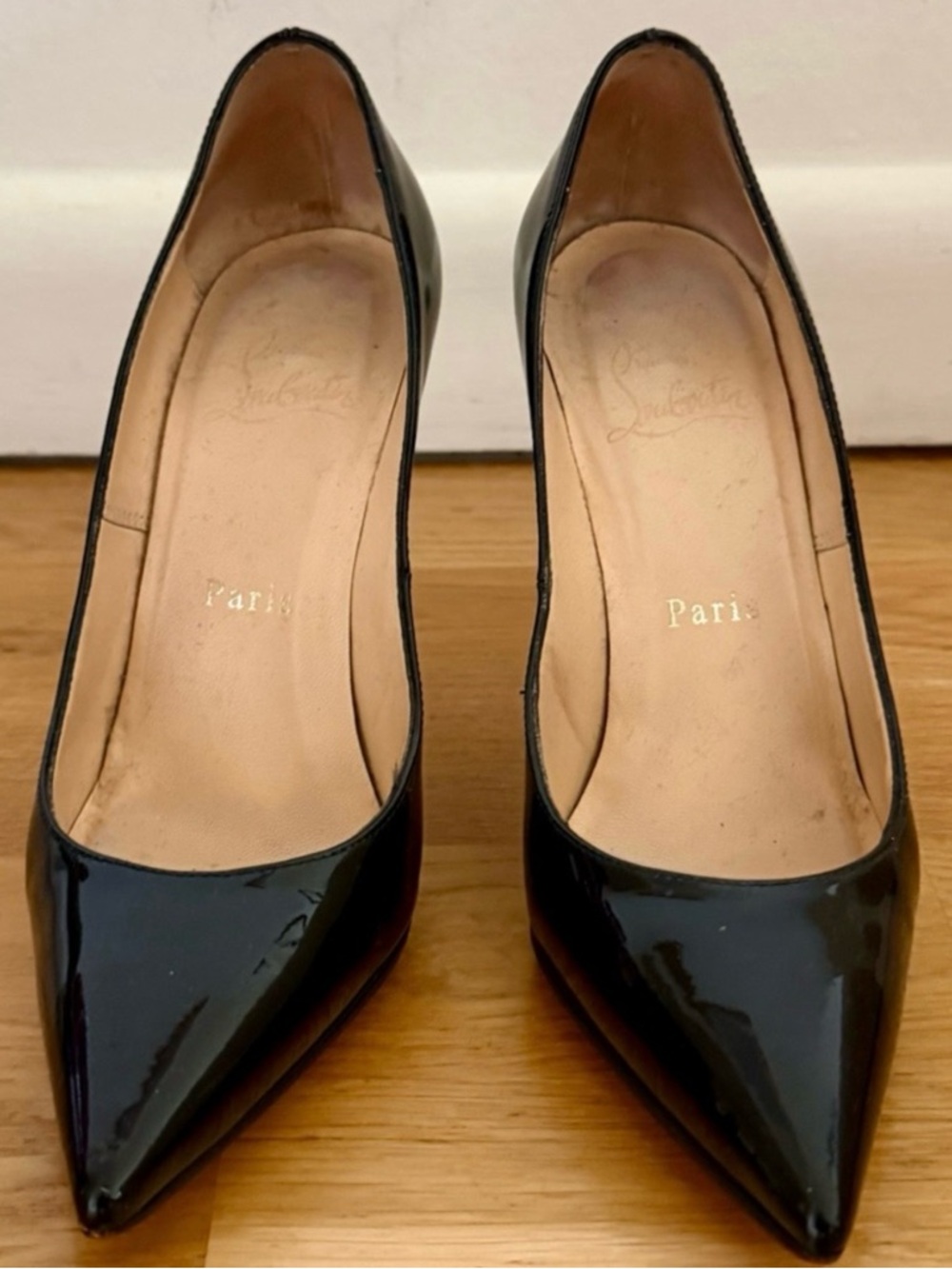 CHRISTIAN LOUBOUTIN Kate 100 Black Patent Pumps - 35 - Picture 3 of 7